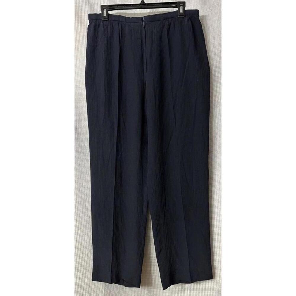 Vintage Pallant‎ London Womens Navy Blue Pure Silk Pants Slacks Trousers Size 10